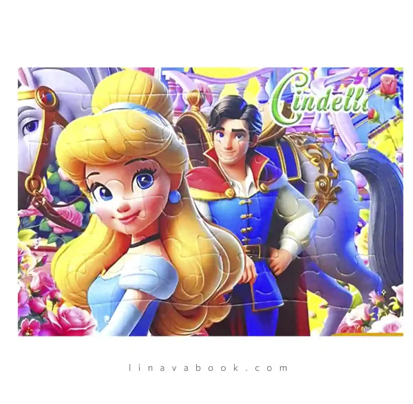 پازل سیندرلا – 24 تکه | Cinderella و پرنس با کالسکه